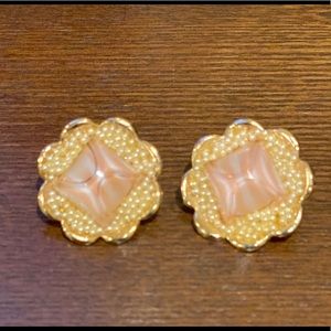 Vintage Gold and Pink Cuff Links